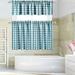 Goory Grid Printed Sraight Thermal Kitchen Curtains Blackout Bedroom Panels Drapes Vintage Valance Home Short Panel Sky Blue Grid W:52 x H:18