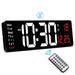 Digital Wall Clock Large Number Display 16.2 LED Digital Alarm Clock w/Wireless Remote Control for Living Room Decor 10 Level Brightness Auto Dimmer Clock w/Date Week Temperature Orange