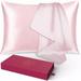 Silk Pillowcase for Hair and Skin 1 Pack 100% Mulberry Silk & Natural Wood Pulp Fiber Double-Sided Design Silk Pillow Covers with Hidden Zipper (standard size:20 x 30 light pink) 417284