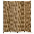 4 Panel Folding Room Divider Weave Fiber Privacy Partition Screen 6FT Tall
