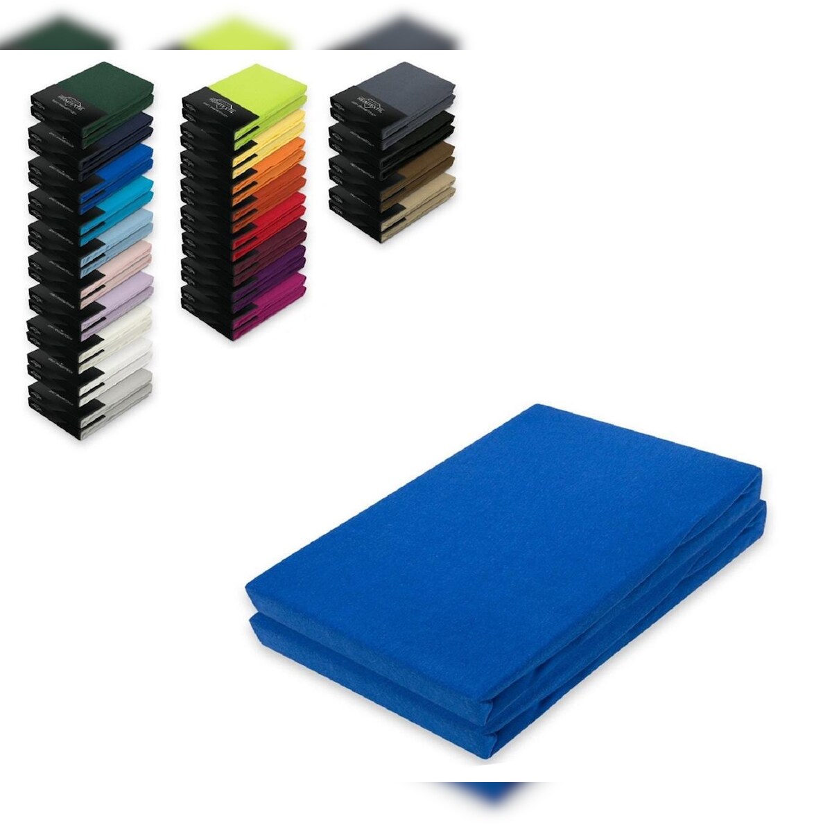 EXKLUSIV HEIMTEXTIL Doppelpack Jersey Spannbettlaken 180 - 200 x 200 cm Royalblau Image
