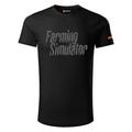 Farming Simulator Landwirtschaftssimulator T-Shirt (Größe L, Shirt aus 100% Baumwolle, Schriftzug grau, mit Reifen-Abdrücken, Farbe schwarz