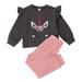 3T Baby Girls Clothes 4T Girls 2PCS Fall Winter Outfits Unicorn Print Toddler Girls Long Sleeve Top Pants Set Gray