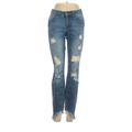 Wax Jean Jeans - Mid/Reg Rise Boot Cut Boot Cut: Blue Bottoms - Women's Size 5 - Distressed Wash