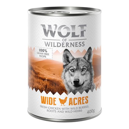 5 + 1 gratis! 6 x 400 g Wide Acres - Huhn Wolf of Wilderness Hundefutter nass