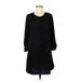 J.Crew Factory Store Casual Dress - Shift Crew Neck 3/4 sleeves: Black Print Dresses - Women's Size 4