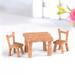 3Pcs/Set Dollhouse Miniature Dining Table Chair Wooden Furniture Set Resin Table Chairs Miniatures Doll Accessories Micro Landscape Decor