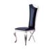 Set of 2 Leatherette/Velvet Unique Design Backrest Dining Chair with Stainless Steel Legs