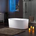 WoodBridge 59" Whirlpool & Air Bubble Freestanding Heated Soaking Bathtub w/ LED Control Panel Fiberglass/Acrylic in Gray | Wayfair BJ100