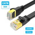 Yauhody CAT8 Ethernet Cable 50ft High Speed 40Gbps 2000MHz SFTP Flat Internet Network LAN Cable with Gold Plated RJ45 Connector for Router Modem PC Switches Hub Gaming PS5/4 (Black 50ft/15m)