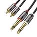 J&D RCA to 1/4 Cable Dual 1/4 inch TS to Dual RCA Stereo Audio Interconnect Cable Gold Plated Copper Shell Heavy Duty 2X 6.35mm 1/4 inch Male TS to 2 RCA Male Adapter Cable 6 Feet