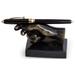 Bronzed Finished Hand Pen Holder on Black Marble Base.