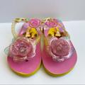 Disney Shoes | Disney Beauty And The Beast Flip Flops | Color: Pink/Yellow | Size: 8g