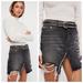 Free People Skirts | Free People Relaxed & Destroyed High Waisted Front Slit Faded Black Denim Skirt | Color: Black/Gray | Size: 26