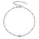 925 Sterling Silver March Birthstone Anklet Figaro Chain Anklets for Women Ankle Chain