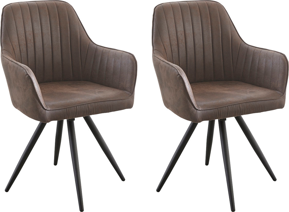 Esszimmerstuhl JOCKENHÖFER GRUPPE "Sammy", braun (antiklederoptik dunkelbraun, schwarz), 2 Stk., Lederoptik Antiklederoptik, Stühle, Schalenstuhl in Vintage Optik, Drehstuhl
