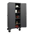 Durham 2501M-BLP-4S-95 36 in. 16 Gauge Flush Door Style Lockable Mobile Storage Cabinet with 4 Adjustable Shelves Gray