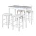 Lancer 5PC Tavern Set White Faux Marble - Linon TS51WHT01U