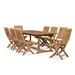 Florence 9-Piece Teak Outddor Dining Extension Table with Built-In Extension and Folding Chairs