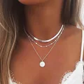 Collier rond à trois couches en argent Sterling 925 Simple chaîne serpent breloque boule cadeau