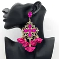 Grandes boucles d'oreilles en verre style bohème pour femmes bijoux de luxe strass pour fête de