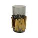 Everly Quinn Glass, 20"H Candle Holder w/ Metal Detail, Gray, Ch Glass/Metal in Brown/Gray/Yellow | 10 H x 6 W x 6 D in | Wayfair