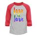 Shop4Ever Men s Love is Love Rainbow Gay Pride Raglan Baseball Shirt XXX-Large Heather Grey/Red
