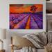 Ophelia & Co. Purple Lavender Fields Under An Orange Sunset I - Farmhouse Wall Art Panels - Natural Pine in Brown/Indigo/Orange | Wayfair
