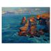 Highland Dunes Cliffs By The Blue Ocean - Nautical & Coastal Wood Wall Art Décor - Natural Pine Wood in Blue/Brown | 12 H x 20 W x 1 D in | Wayfair