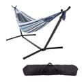 Somerset Home Brazilian Double Hammock with Stand Included - Blue and White