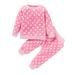 KIMI BEAR Newborn Baby Girls Outfits 6 Months Newborn Girls Autumn Winter Outfits 9 Months Newborn Girls Sweet Flannel Polka-dot Print Long Sleeve Hoodie + Pants 2PCs Set Pink