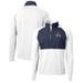 Men's Cutter & Buck Navy/White Utah State Aggies Adapt Eco Knit Hybrid Recycled Quarter-Zip Pullover Top