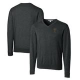 Men's Cutter & Buck Black Georgia Tech Yellow Jackets Lakemont Tri-Blend V-Neck Pullover Sweater