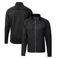 Men's Cutter & Buck Heather Charcoal Southern Illinois Salukis Mainsail Sweater-Knit Full-Zip Jacket