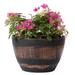 12.5 x 20 x 20 in. Outdoor Rustic Half Barrel Flower Garden Planter Bowl Brown - Plastic - Large