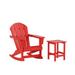 WestinTrends Malibu 2 Piece Outdoor Rocking Chair Set All Weather Poly Lumber Porch Patio Adirondack Rocking Chair with Side Table Red