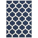 Chaudhary Living 5.25 x 7.5 Navy Blue and Off White Moroccan Rectangular Outdoor Area Throw Rug