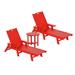 GARDEN 3-Piece Set Plastic Outdoor Chaise Lounges with Round Side Table Included Red