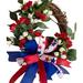 hirigin Independence Day Wreath 2022 New Decor Wreath Red White Blue American Flag Floral Wreath Memorial Day July 4th Patriotic Decoration for Front Door Wall Home