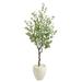 Nearly Natural 63 in. Eucalyptus Artificial Tree with Planter White