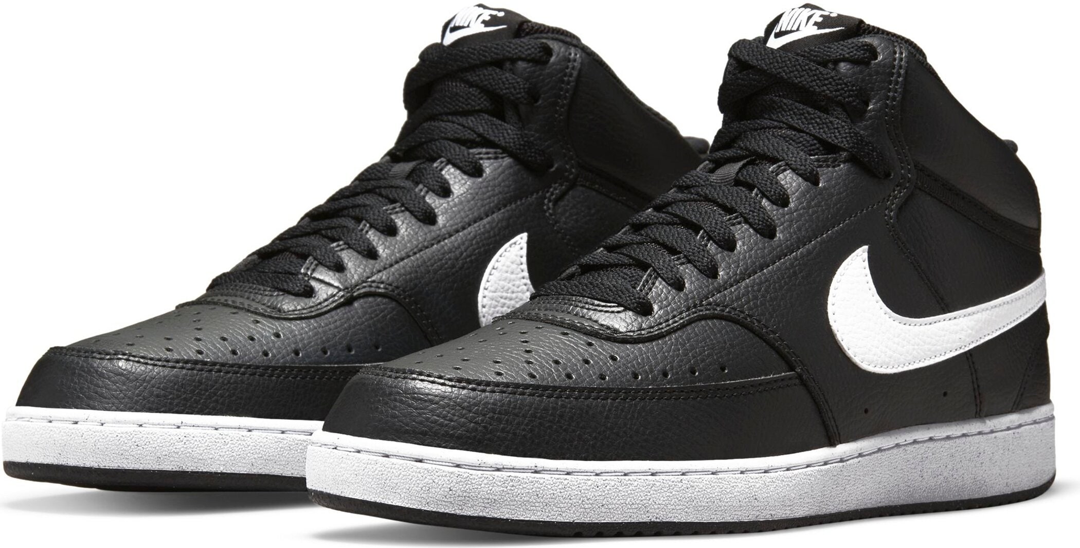Sneaker NIKE SPORTSWEAR "COURT VISION MID NEXT NATURE", Herren, Gr. 42, schwarz-weiß (schwarz, weiß), Synthetik, Schuhe Sneaker, inspiriert vom Design des Nike Air Jordan