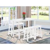 EAST WEST FURNITURE 4 Piece Kitchen Dining Table Set- a Dining Table, 2 Stools with a Dining Bench - (Finish Options)