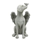 hirigin Resin Angel Dog Ornament Wings Cartoon Garden Park Sculpture White