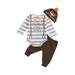 Sunisery My 1st Thanksgiving Newborn Baby Boy Girl Clothes Long Sleeve Romper Bodysuit Pants Hat 3Pcs Outfit Set