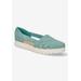 Wide Width Women's Bugsy Flat by Easy Street in Turquoise (Size 8 1/2 W)