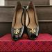 Tory Burch Shoes | Authentic Tory Burch Black Wedge Heels Size 6.5 | Color: Black/Gold | Size: 6.5