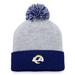 Women's Fanatics Branded Heather Gray Los Angeles Rams Ash Cuffed Knit Hat with Pom