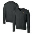 Men's Cutter & Buck Heather Charcoal Michigan Wolverines Lakemont Tri-Blend V-Neck Pullover Sweater