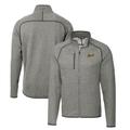 Men's Cutter & Buck Heather Gray George Mason Patriots Mainsail Sweater-Knit Full-Zip Jacket