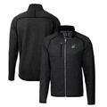 Men's Cutter & Buck Heather Charcoal Portland State Vikings Mainsail Sweater-Knit Full-Zip Jacket